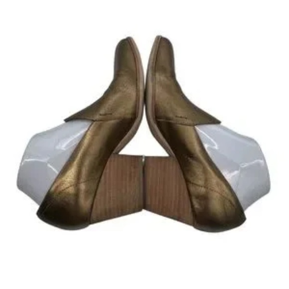 Silent D Gold Kade Block Heel Leather Pointed Toe Loafers Size 38 Women's - Picture 7 of 11